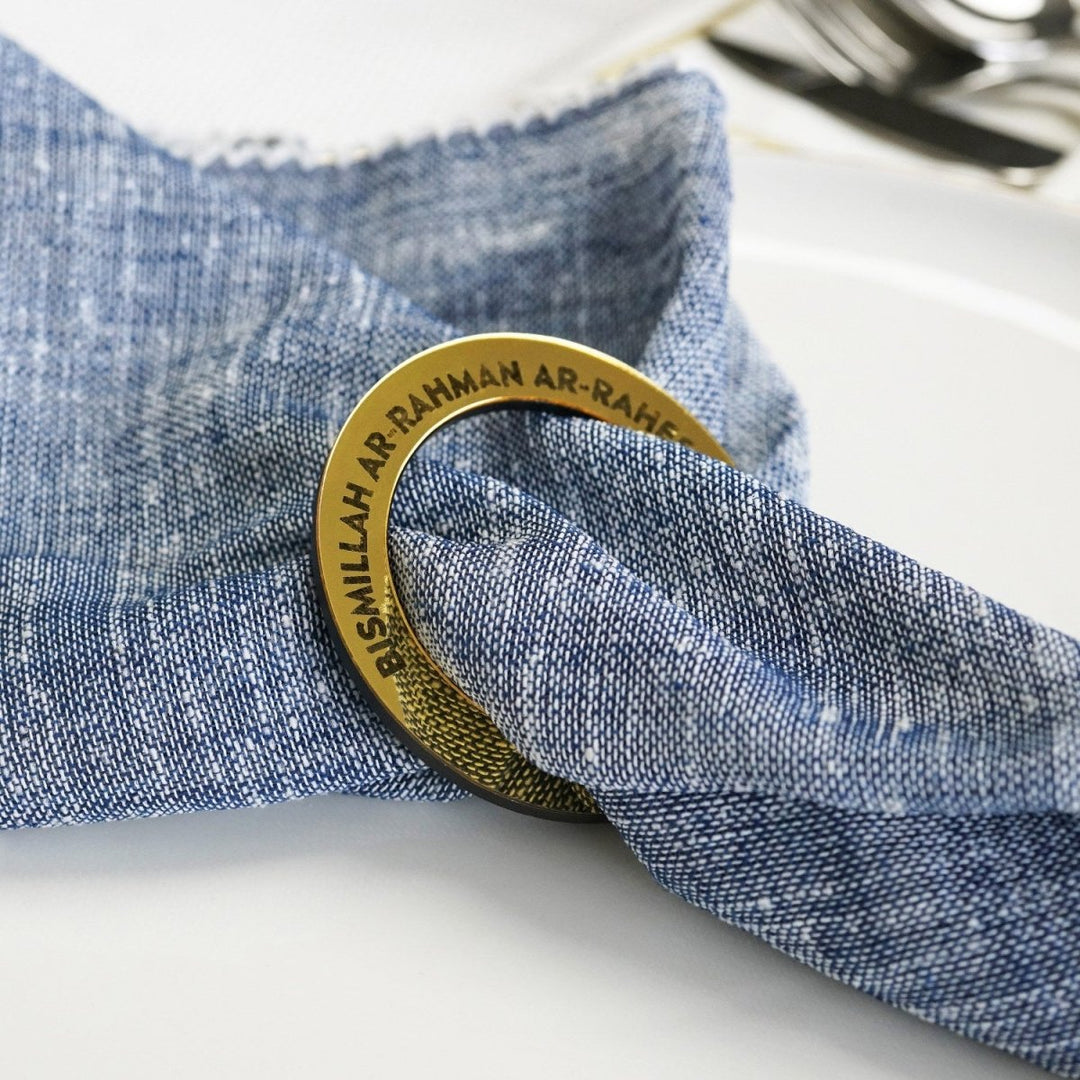 Bismillah Ar-Rahman Ar-Raheem circular napkin holder in gold