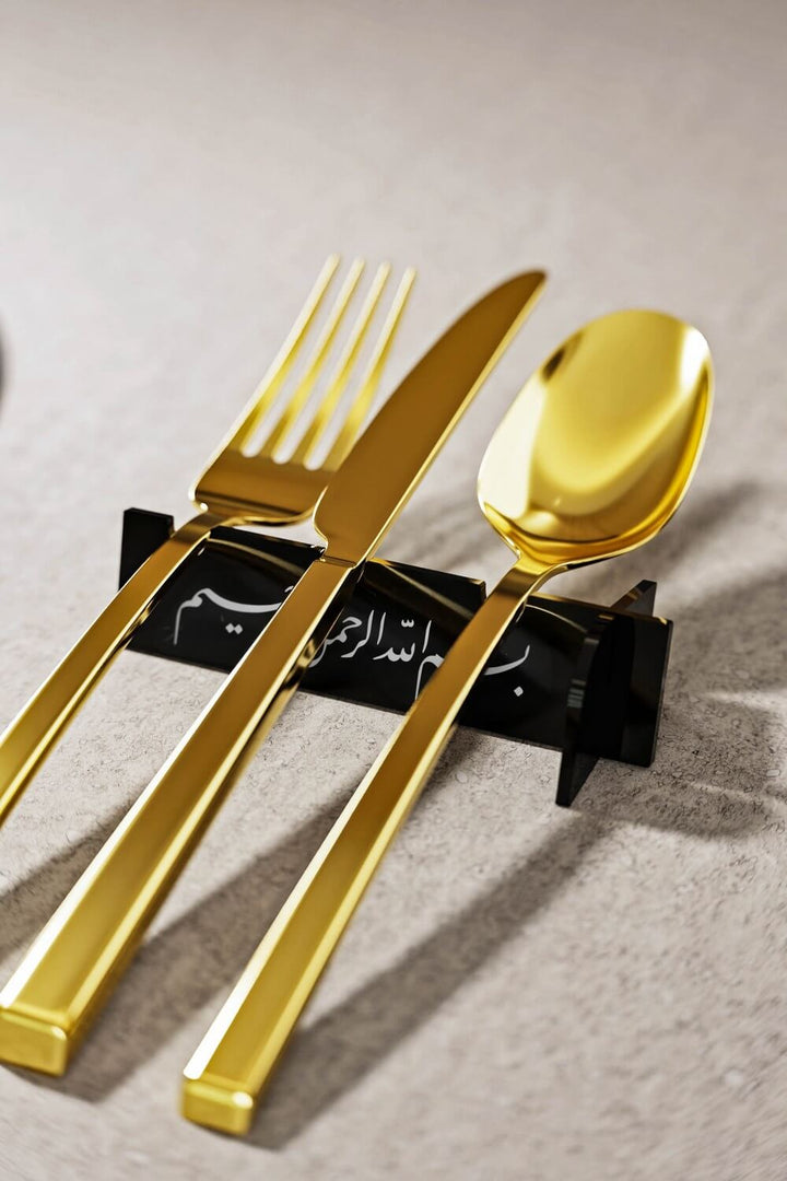 Basmala Acrylic Cutlery Holder – Modern Mirror Finish Iftar Table Decor
