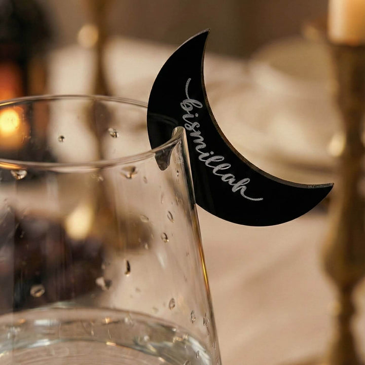 Crescent Moon Acrylic Drink Markers – Islamic Glass Charms