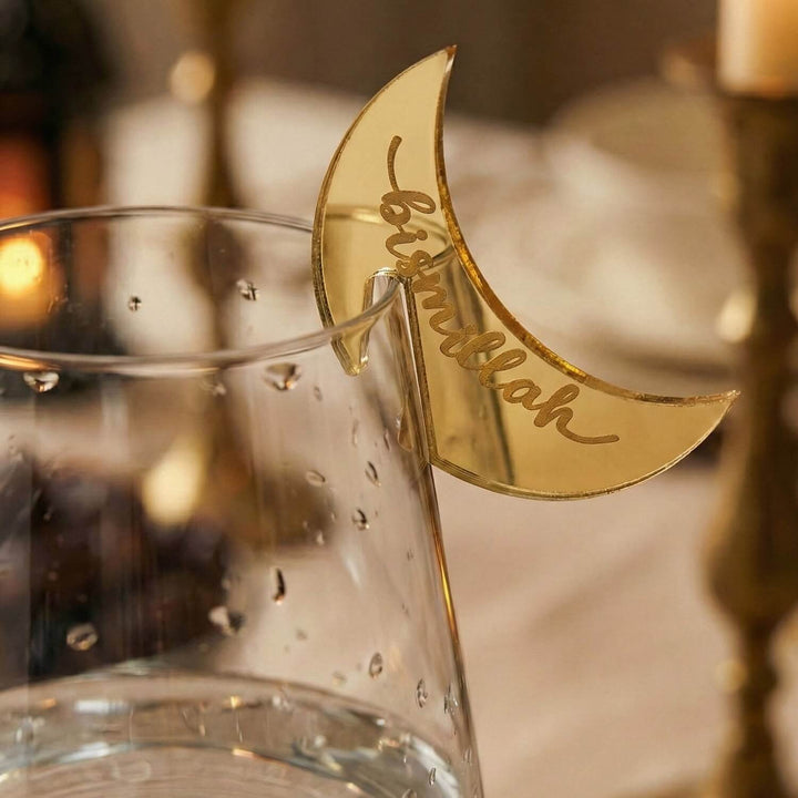 Crescent Moon Acrylic Drink Markers – Islamic Glass Charms