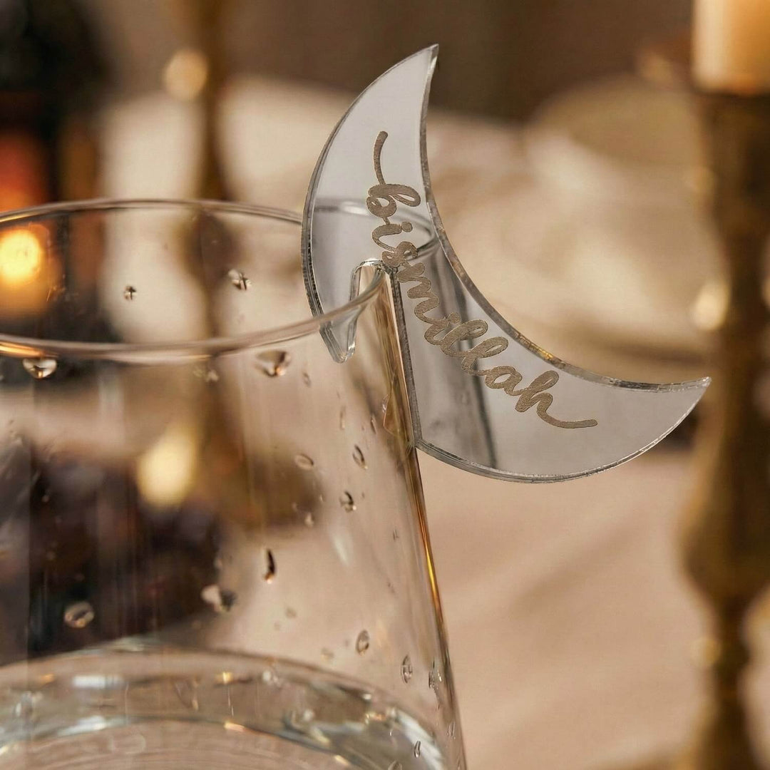 Crescent Moon Acrylic Drink Markers – Islamic Glass Charms
