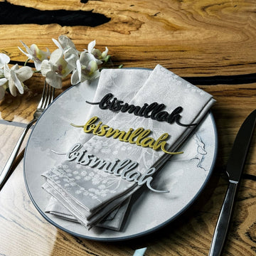 Bismillah Metal Napkin Ornament Iftar & Eid Dinner Table Setting Decor - Islamic Wall Art Store