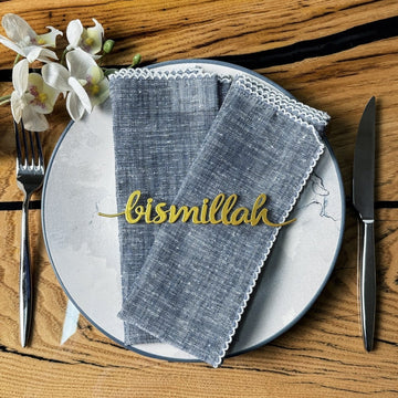 Bismillah Metal Napkin Ornament Iftar & Eid Dinner Table Setting Decor - Islamic Wall Art Store