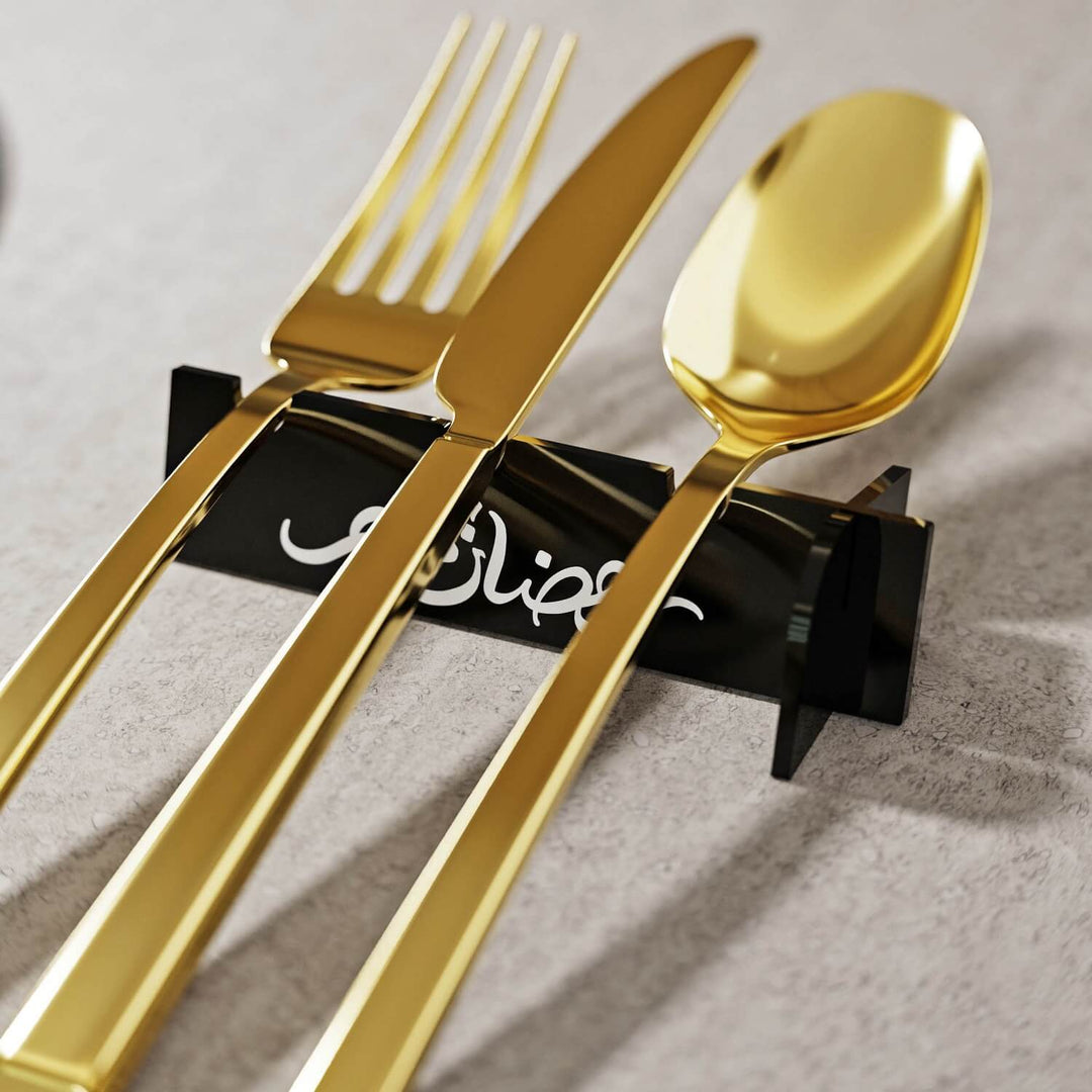 Ramadan Kareem Acrylic Cutlery Holder – Mirror Finish Iftar Table Decor