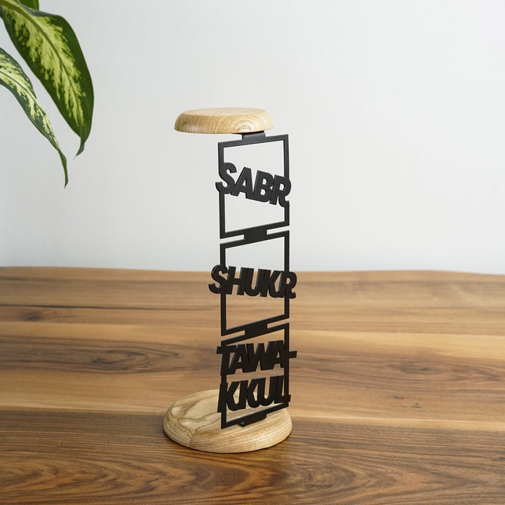 black-candleholder-with-latin-calligraphy-islamic-home-decor-sabr-shukr-tawakkul-islamicwallartstore
