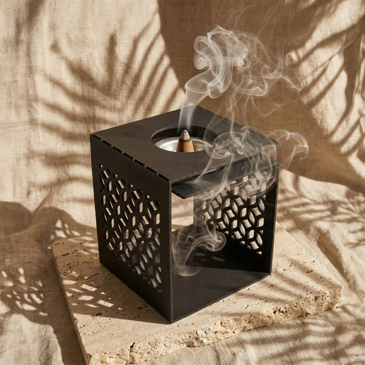 Geometric Fretwork Metal Mabkhara – Modern Islamic Incense Burner