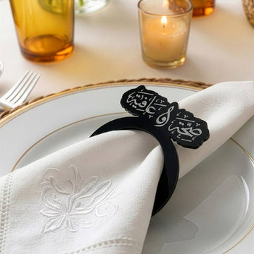 Saha w Afia Thuluth acrylic napkin ring in black