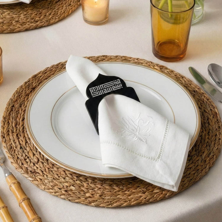 Basmala Kufic Dome Acrylic Napkin Rings – Geometric Islamic Table Decor