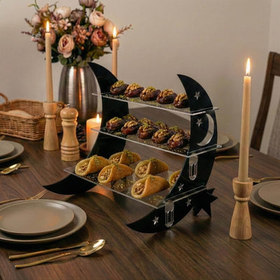 Crescent Moon Tiered Serving Stand – Ramadan Dessert Shelf