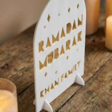 Personalized Ramadan Mubarak Stand – Cosmic Family Sign