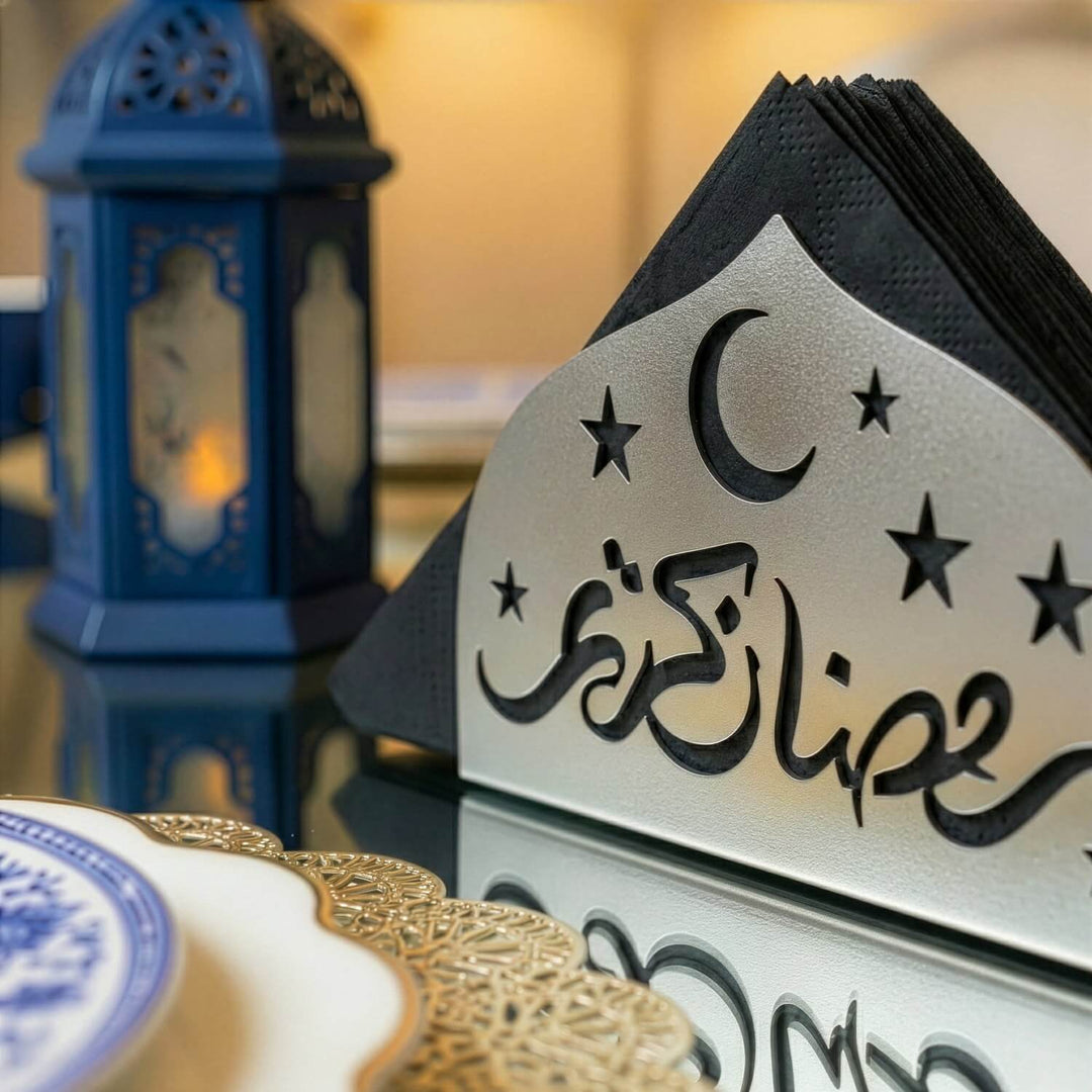 Ramadan Kareem Napkin Holder – Metal Iftar Table Decor