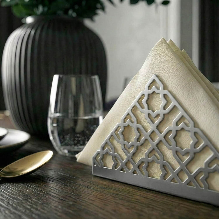 Geometric Islamic Napkin Holder – Metal Iftar Table Decor