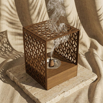 Modern Arched Metal Mabkhara with Solid Wood Base – Premium Bakhoor Burner