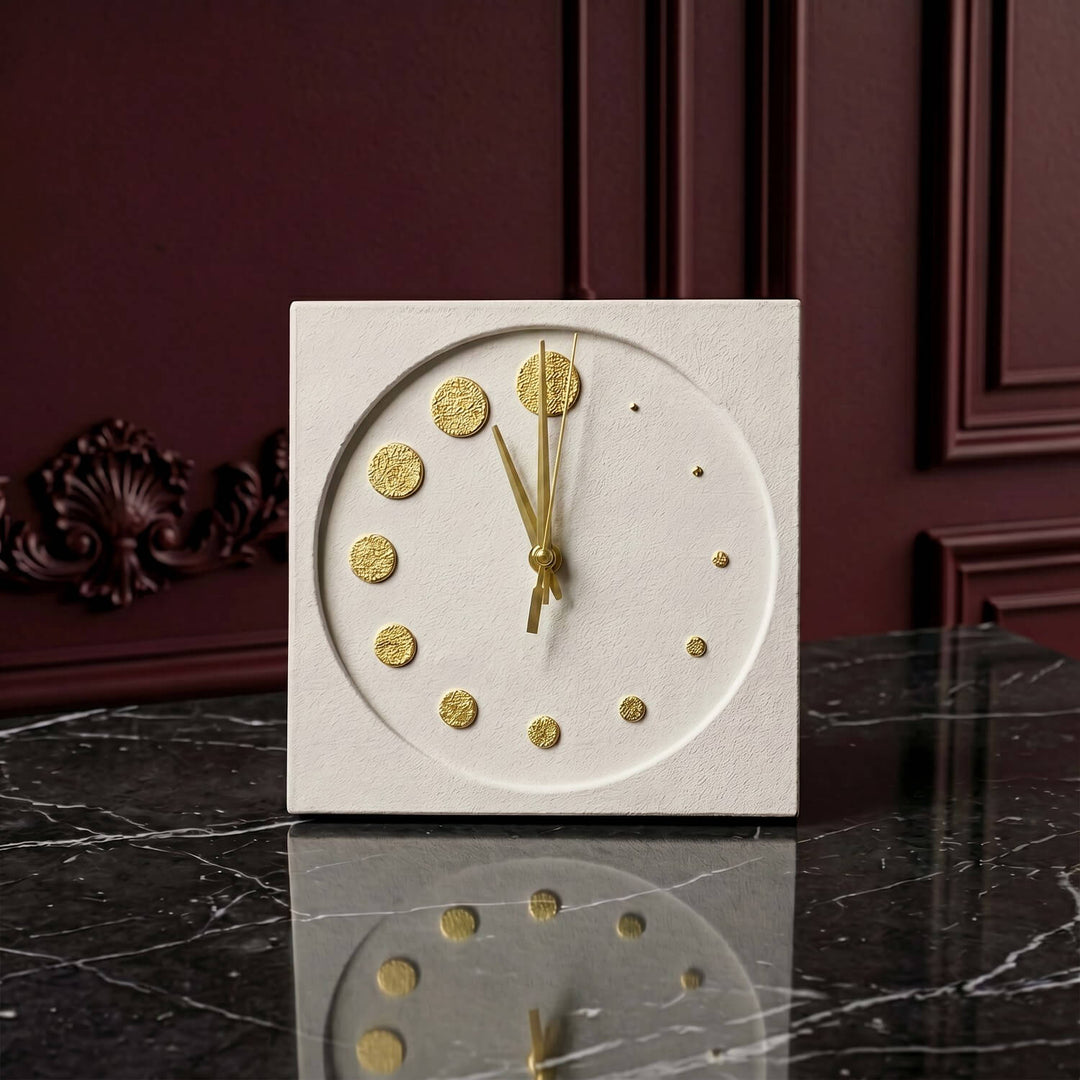 Circles Stone Desktop Clock Premium Decor