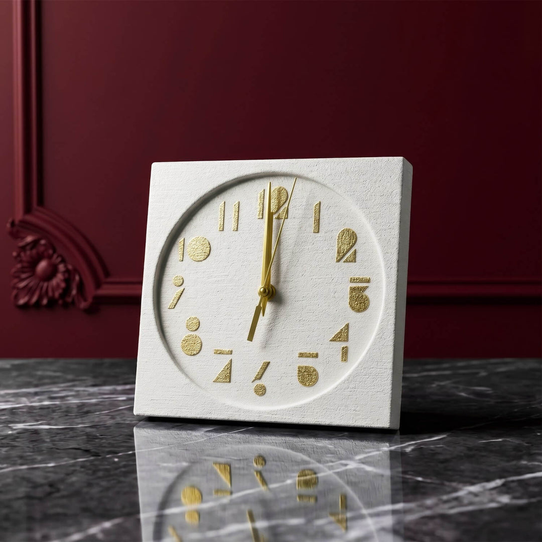 Latin Numbers Stone Desktop Clock Premium Decor