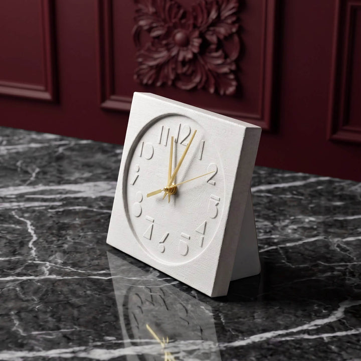 Latin Numbers Stone Desktop Clock Premium Decor