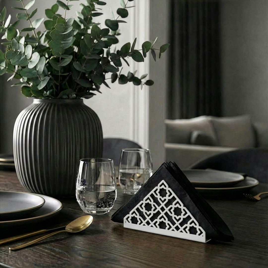 Geometric Islamic Napkin Holder – Metal Iftar Table Decor