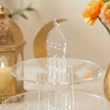 Présentoir de service rond à 3 étages en acrylique – Tour à dattes et douceurs du Ramadan