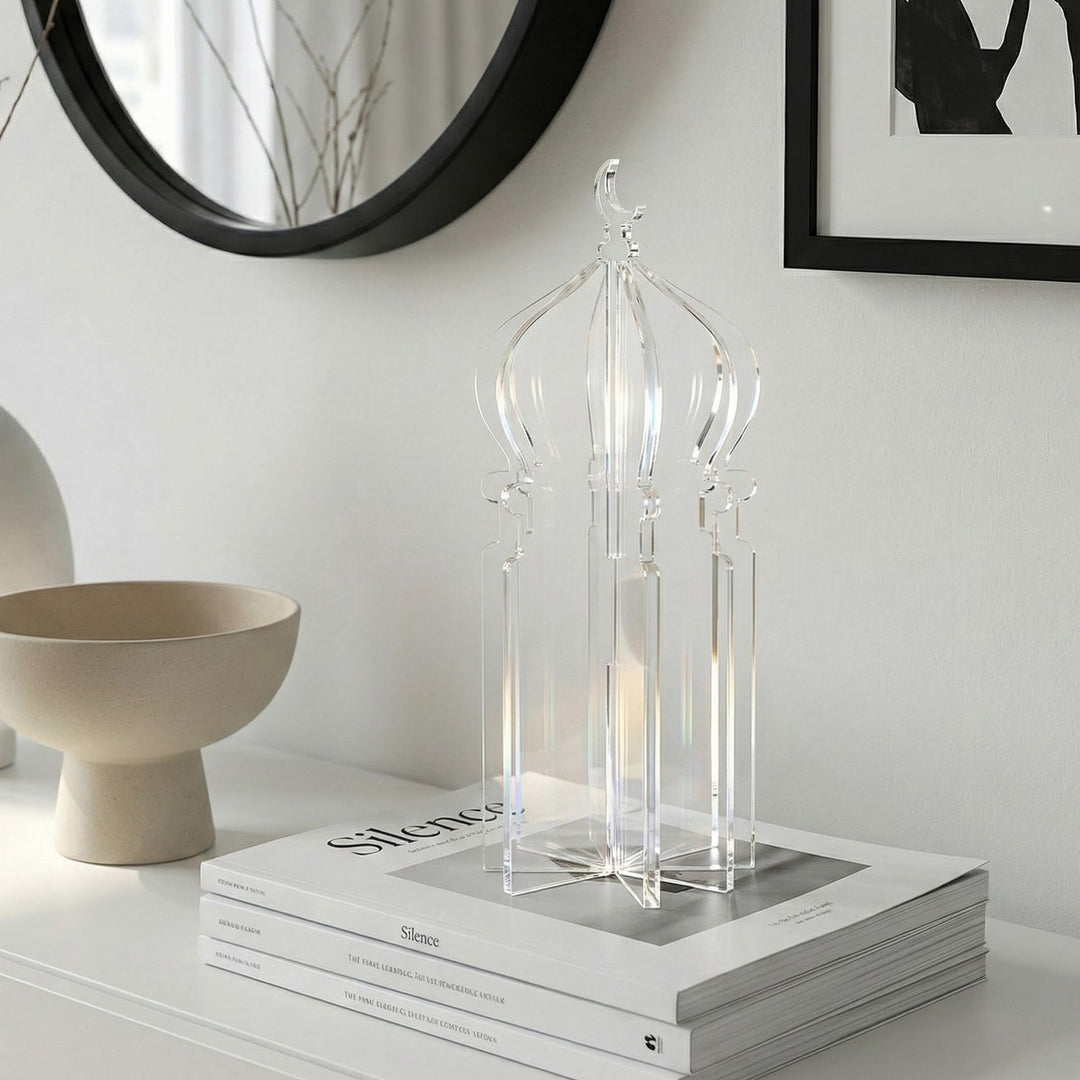Ramadan 3D Acrylic Mosque Table Decor – Modern Minimalist Interlocking Statue