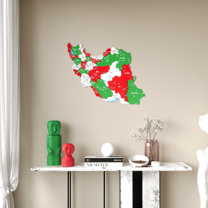 Colorful Iran Wooden Wall Map Heritage Home Decor