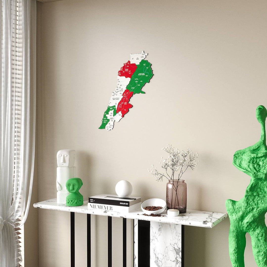 Colorful Lebanon Wooden Wall Map 3D Heritage Decor