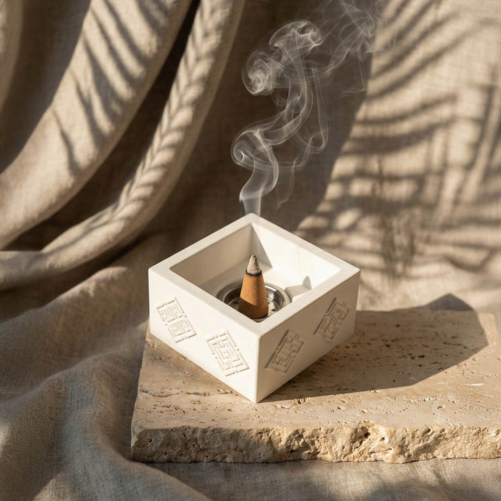4 Dhikr Stone Cast Mabkhara – Geometric Kufic Incense Burner