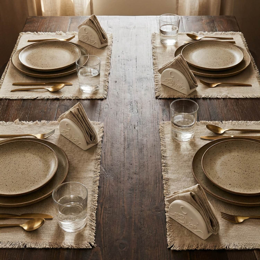 Ramadan Kareem Stone Cast Napkin Holder – Modern Concrete Iftar Decor