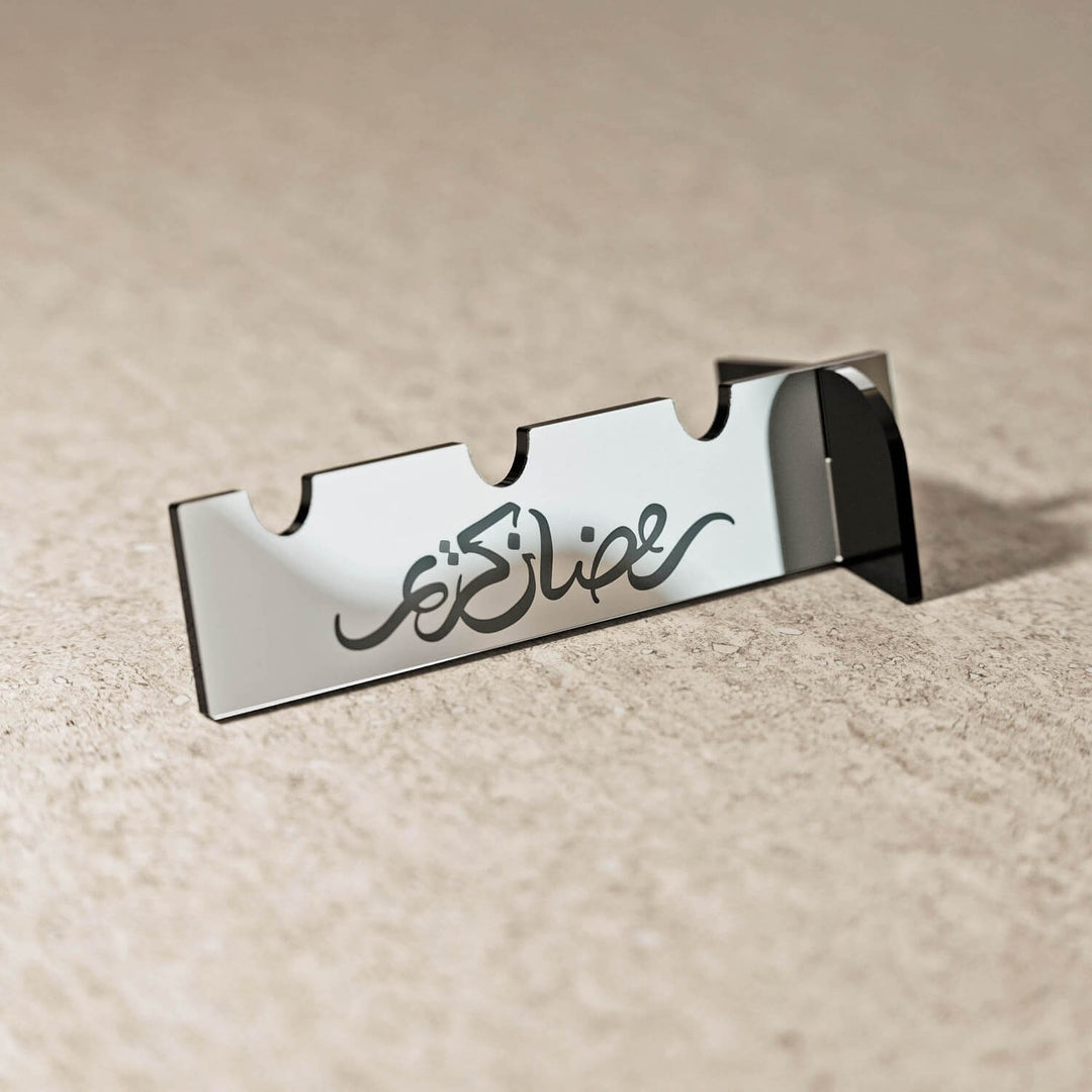 Ramadan Kareem Acrylic Cutlery Holder – Mirror Finish Iftar Table Decor