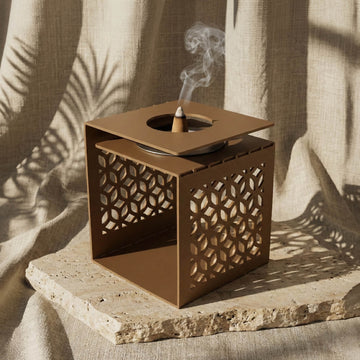 Geometric Fretwork Metal Mabkhara – Modern Islamic Incense Burner