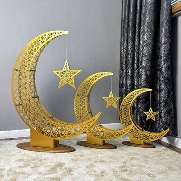 Crescent & Star Ramadan Decor - Metal Islamic Home Decoration - Islamic Wall Art Store
