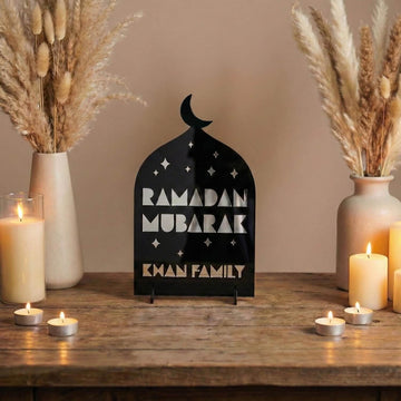 Personalized Ramadan Mubarak Stand – Cosmic Family Sign