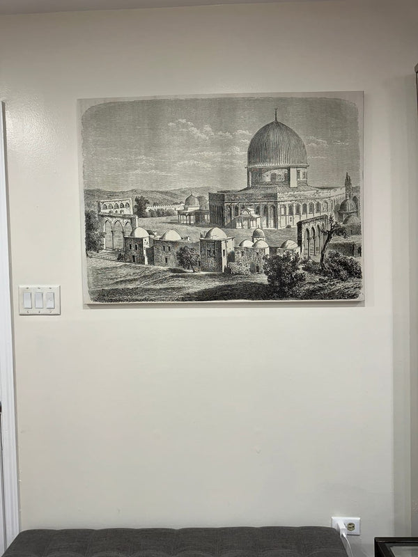 Customer photo of a Masjid al-Aqsa sketch canvas print on a white wall