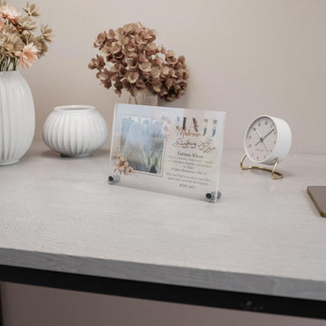 Design 2 Hajj Mabroor table decor on a white desk, medium view