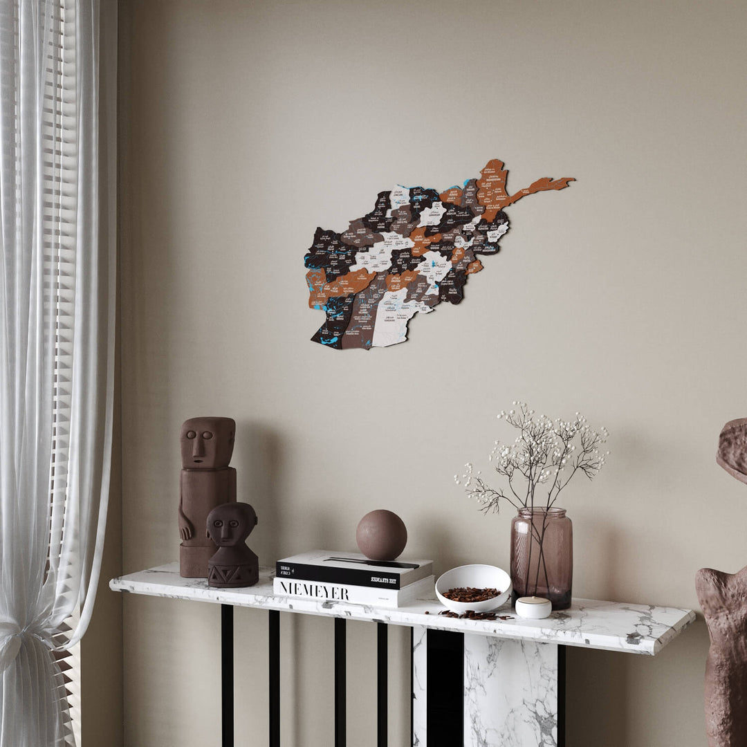 Afghanistan Wooden Wall Map 3D Country Decor