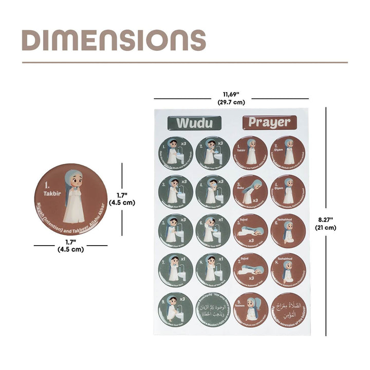 Wudu & Salah Visual Guide – 3D Resin Sticker for Kids