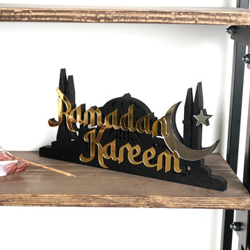 Eid Mubarak Ramadan Decoration Wooden Islamic Gift Table Decor - Islamic Wall Art Store