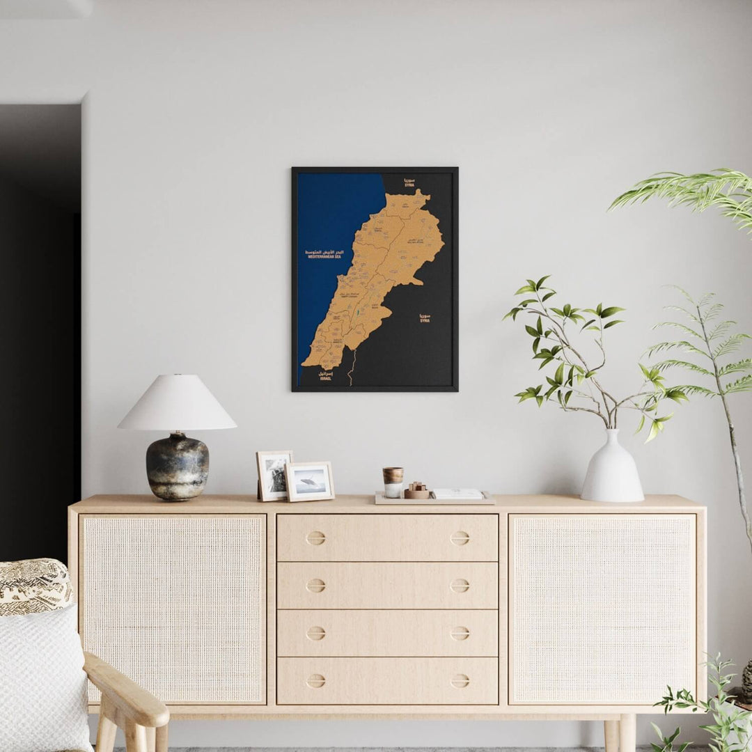 Framed Lebanon Cork Map Premium Wall Decor