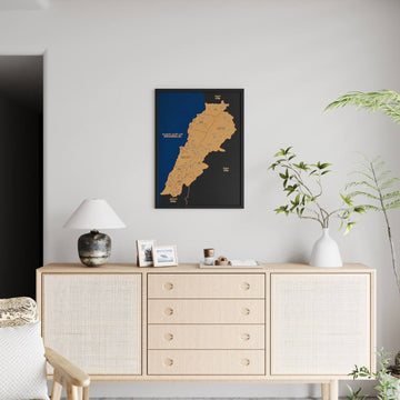 Framed Lebanon Cork Map Premium Wall Decor