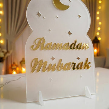 Décoration de table Ramadan Moubarak en acrylique – Présentoir islamique moderne