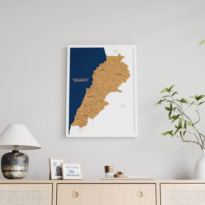 Framed Lebanon Cork Map Premium Wall Decor