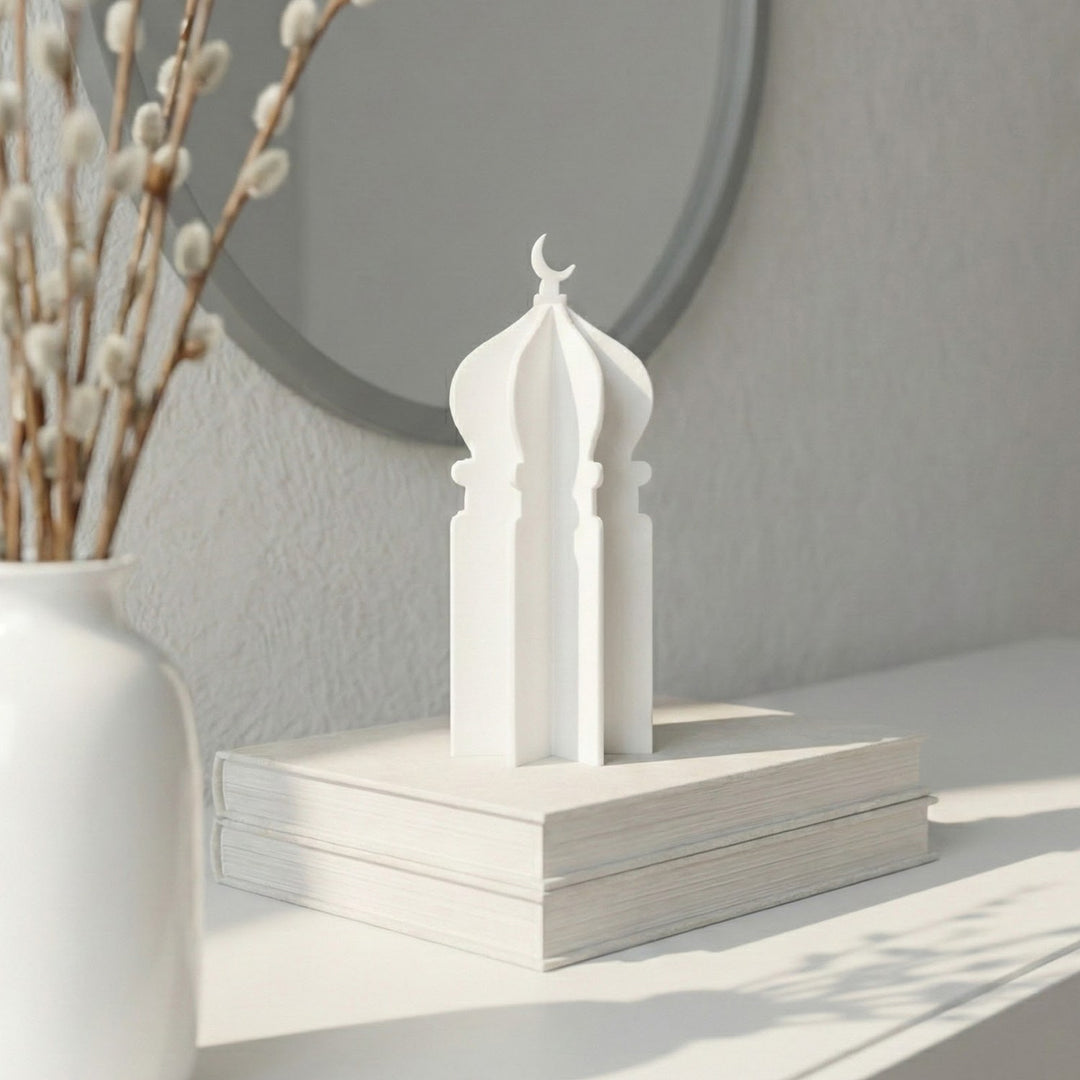 Ramadan 3D Acrylic Mosque Table Decor – Modern Minimalist Interlocking Statue