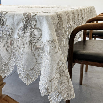 Embroidered Rectangular Tableclot - Elegant Dining Table Decor - Islamic Wall Art Store