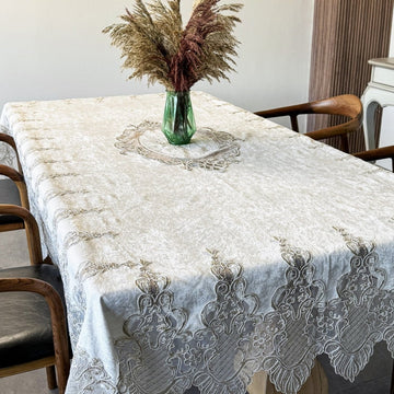 Embroidered Rectangular Tableclot - Elegant Dining Table Decor - Islamic Wall Art Store