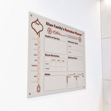 Family Ramadan Planner with Name Customization – Islamic Art on Acrylic Board - Islamic Wall Art Store