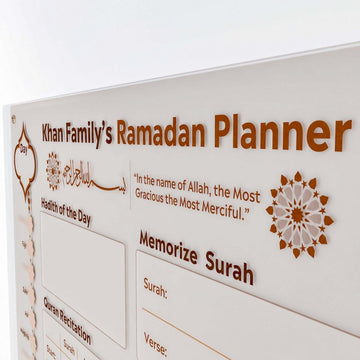 Family Ramadan Planner with Name Customization – Islamic Art on Acrylic Board - Islamic Wall Art Store