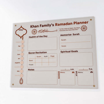 Family Ramadan Planner with Name Customization – Islamic Art on Acrylic Board - Islamic Wall Art Store
