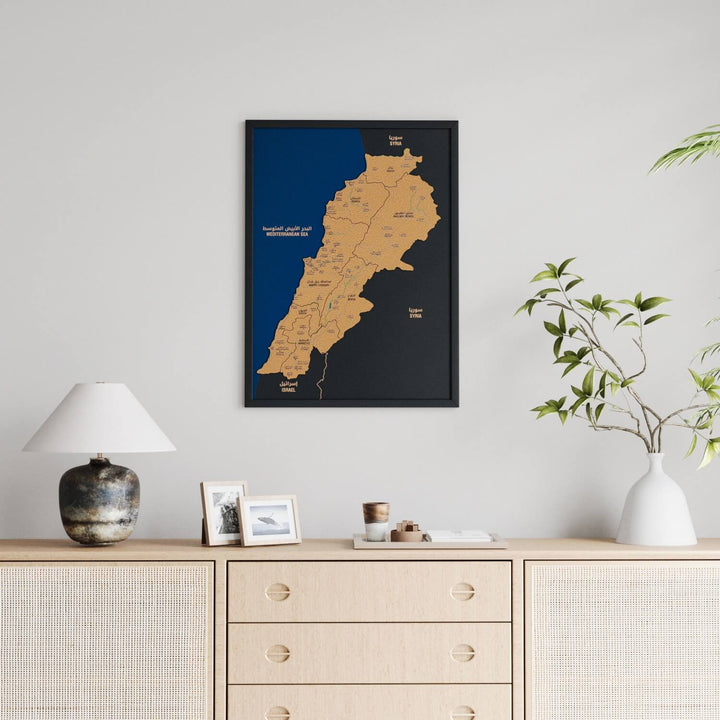 Framed Lebanon Cork Map Premium Wall Decor