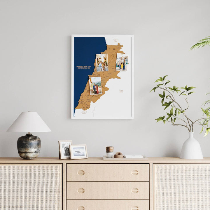 Framed Lebanon Cork Map Premium Wall Decor