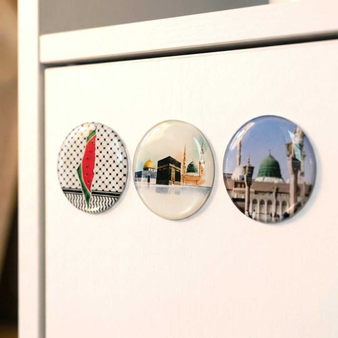 Ensemble d'autocollants pour les lieux saints islamiques – Kaaba, Masjid an-Nabawi et Masjid al-Aqsa