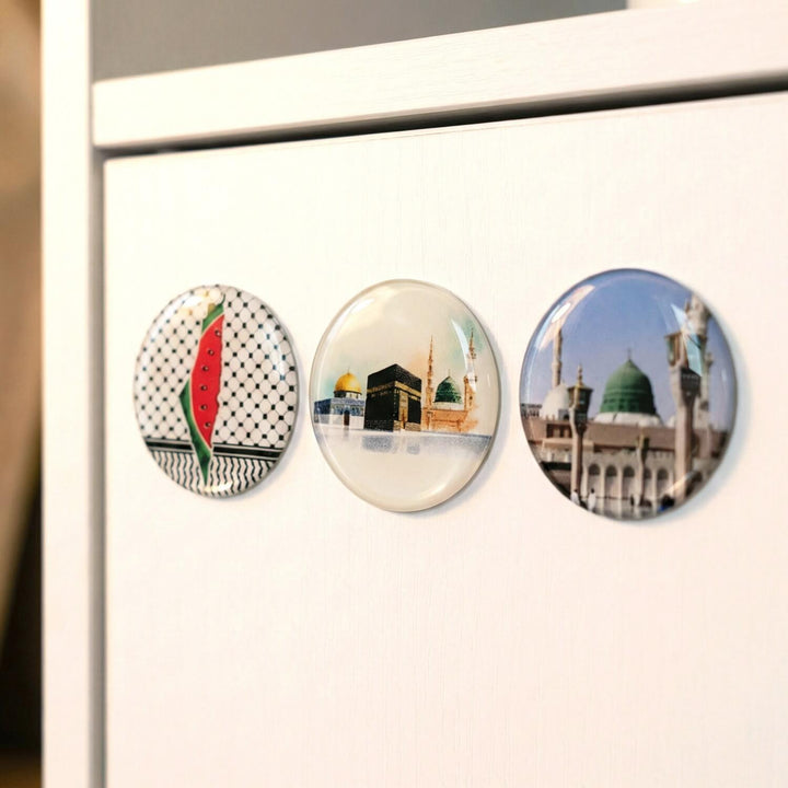 Ensemble d'autocollants pour les lieux saints islamiques – Kaaba, Masjid an-Nabawi et Masjid al-Aqsa